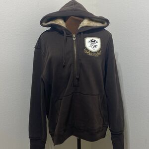 Tommy Hilfiger Logo Women's Size XL Brown Quarter Zip Hoodie